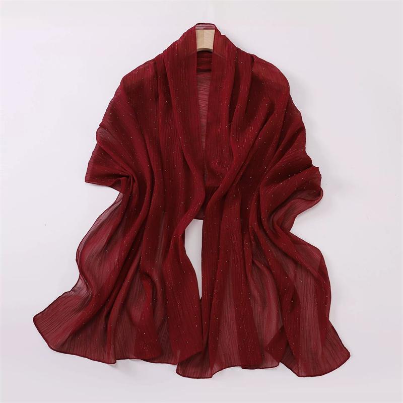 Однотонный Мятый Стразы Блестящий Точечный Мерцающий Шали Шарф Высокое Качество Накидка Пляжная Пашмина Стола Буфандас Мусульманский Хиджаб 180*70См