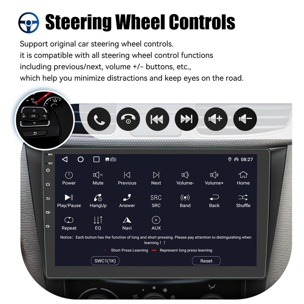 ESSGOO 9" Carplay Android Auto Car Radio AM 522~1629 kHz 2Din Android 4G 64G Universal Multimedia Player Autoradio Stereo GPS