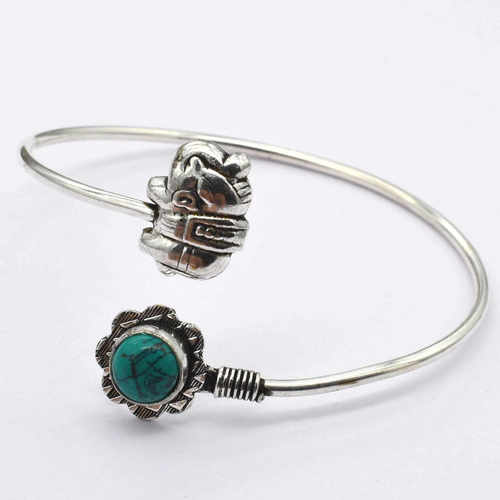 Turquoise Gemstone Ethnic Handmade Adjustable Bangle Jewelry 8 Gms BN 69