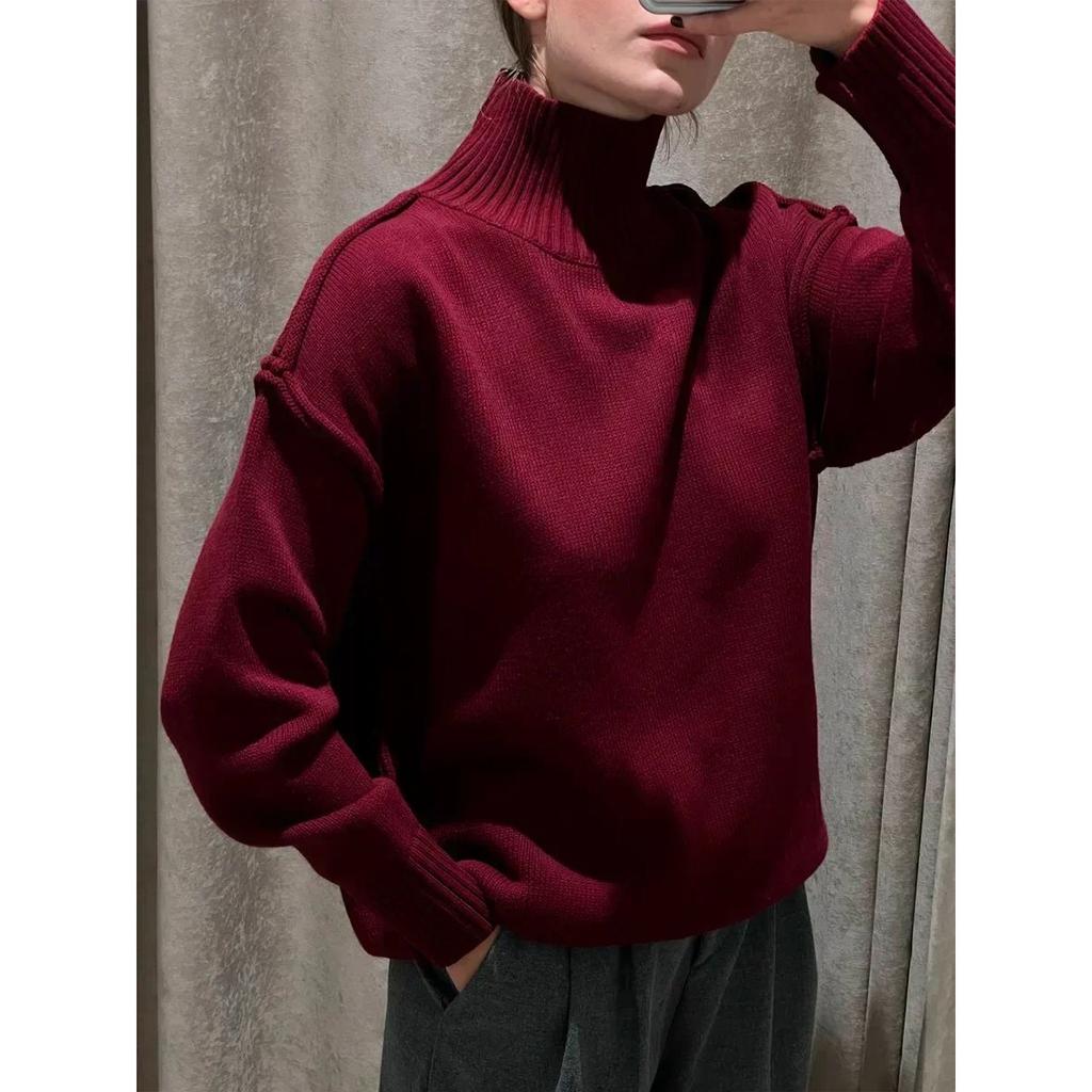 Autumn Winter Women's Solid Color Knitted Turtleneck Sweater Female Warm FashionThick Loose Casual Pullovers