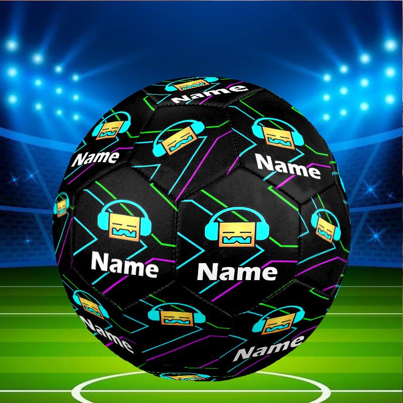 Custom Name Personalized Geometry Dash Print Size 5 Soccer Ball Training & Match Football, for Team, Kicking, Gift for Football