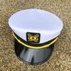 White Embroidered Navy Flat-Top Sailor Cap with European and American Style