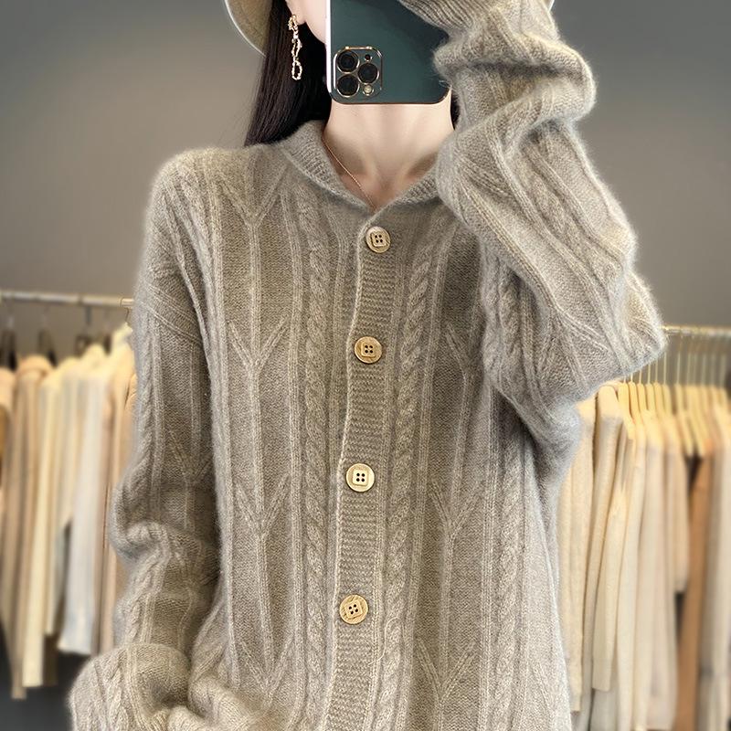 Autumn Women's 100% Wool Slim Fit Polo Collar Sweater - Trendy Long Sleeve Knitwear