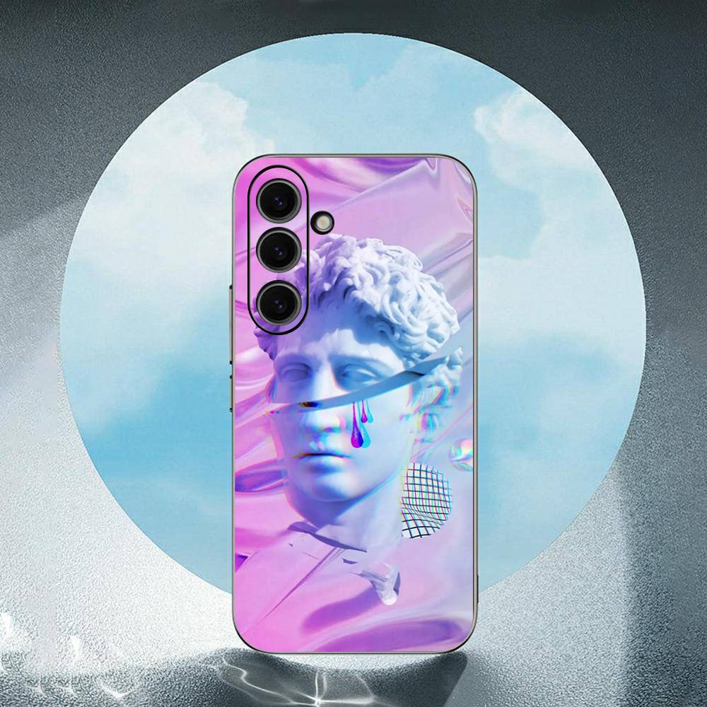 Vaporwave Glitch Anime Luxury Black Phone Case For Samsung Galaxy S23 S24 S25 Ultra S22 Plus S21