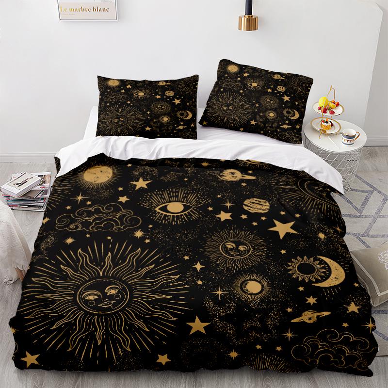 3D Home Bedding Universe Star Sky Quilt Cover Queen King Full Size Twin Planet Print Adult Children's Quilt Cover and Pillowcase Bedding