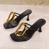 Women Sandals 2025 Brand Open Toe Metal Designer Shoes Women Dress Summer Plus Size High Heels Sandals Zapatos De Mujer