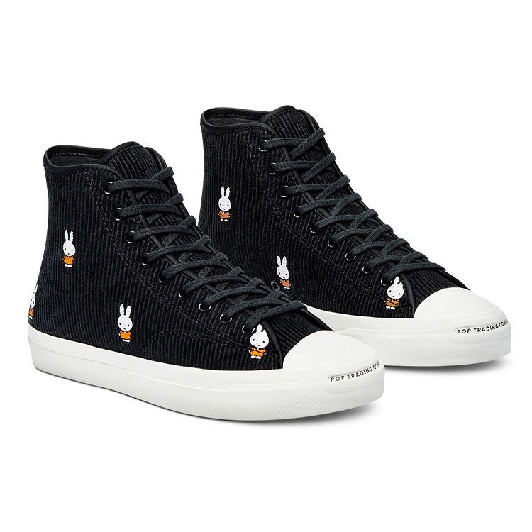 Converse POP Trading Company x Jack Purcell Pro High All Over Miffy Кроссовки унисекс Black White Egret 171951C