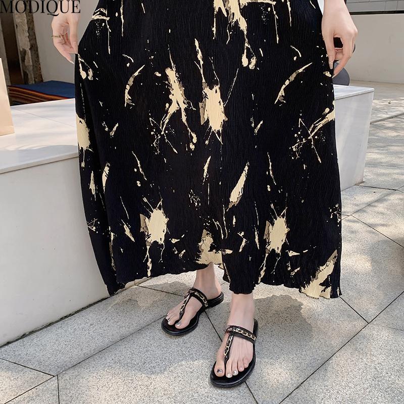 MODIQUE Summer Plus Size New Women Loose Elegant Pleated Floral Slip Mock Two-Piece Long Dress Female Short Sleeve O-Neck Dresses
