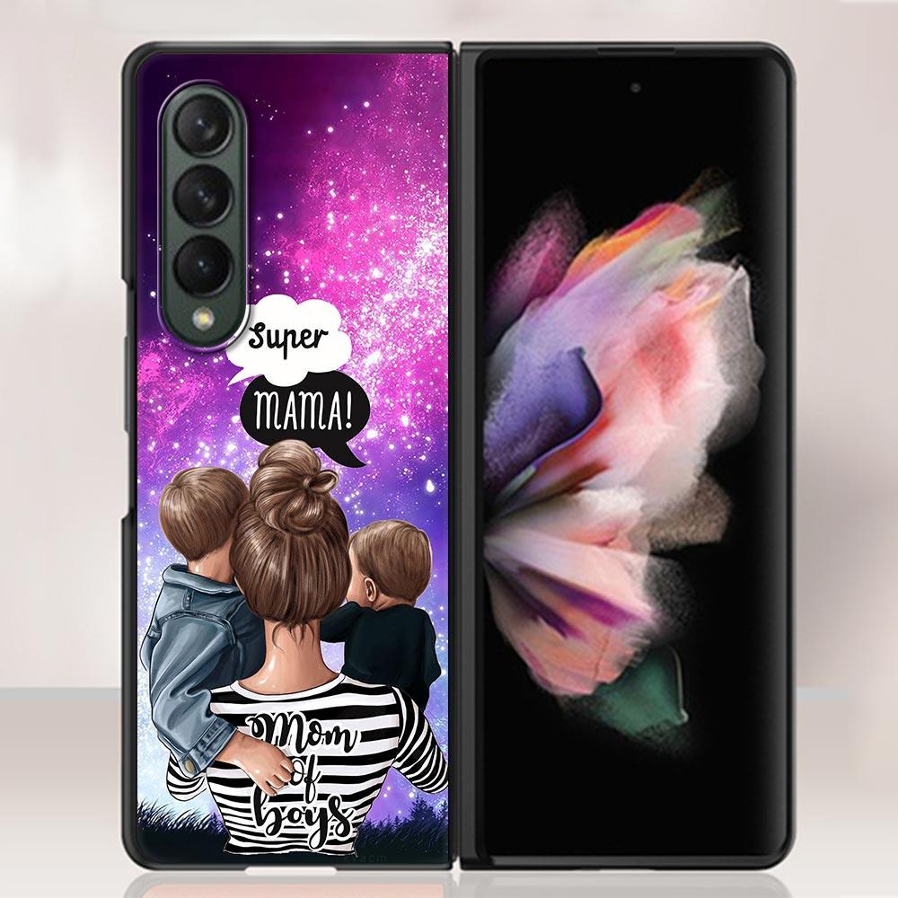 Zfold4 Супер Мама Малышка Мальчик Чехол Для Samsung Galaxy Z Fold3 5G Жесткий Тонкий Чехол Ультратонкий Для Galaxy Z Fold 3 Чехол Для Телефона