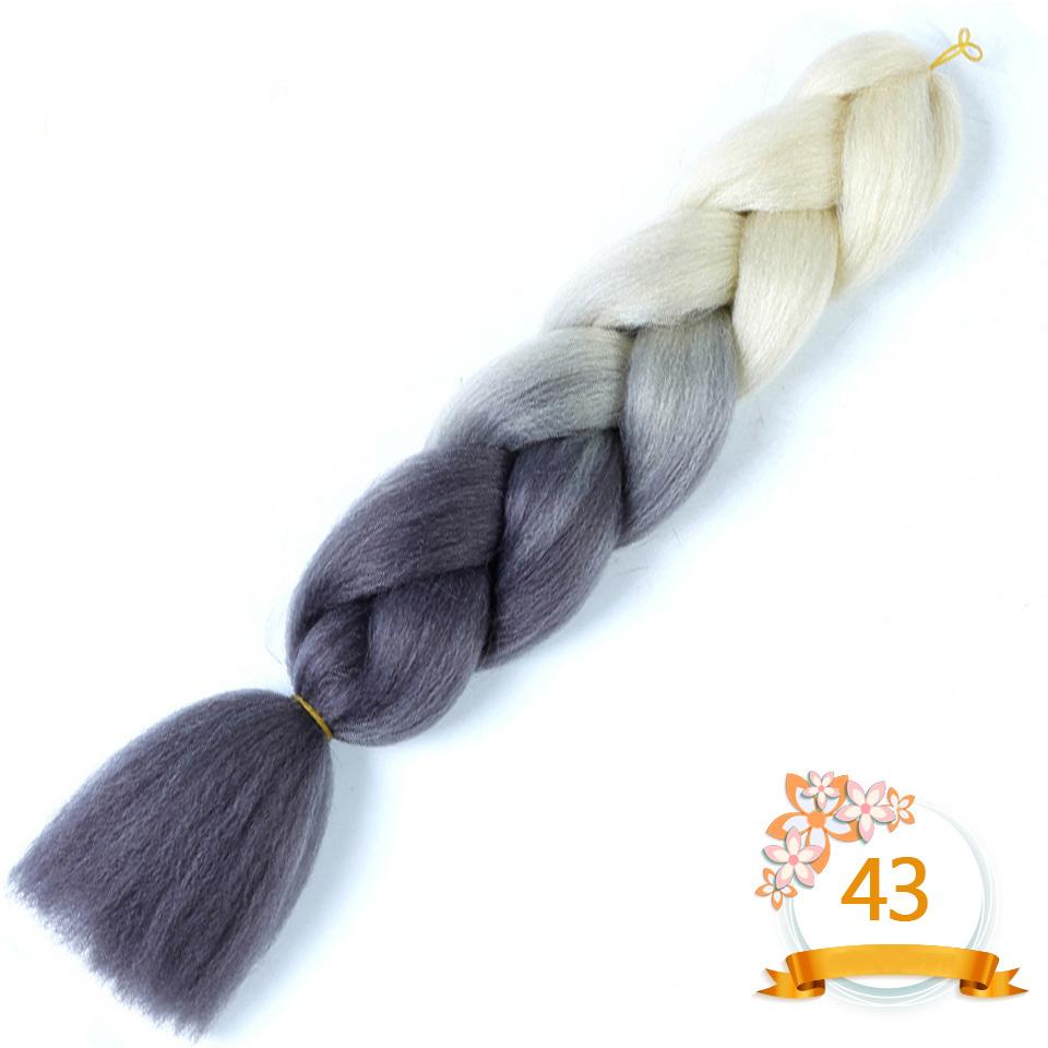 Синтетические плетеные волосы 24 дюйма Jumbo Braid Ombre Jumbo Наращивание волос для женщин DIY Косички для волос Фиолетовый Розовый Желтый Красный