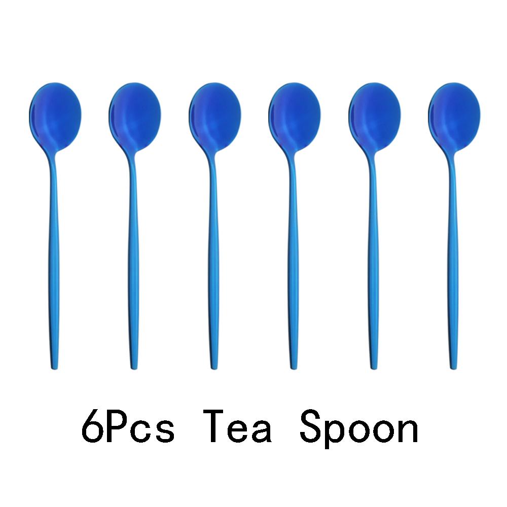 6pcs Mirror Stainless Steel Cutlery Set Multicolor Dinnerware Spoon Set Dinner Set Coffee Tea Spoon Tableware Home Kitchen Silverware
