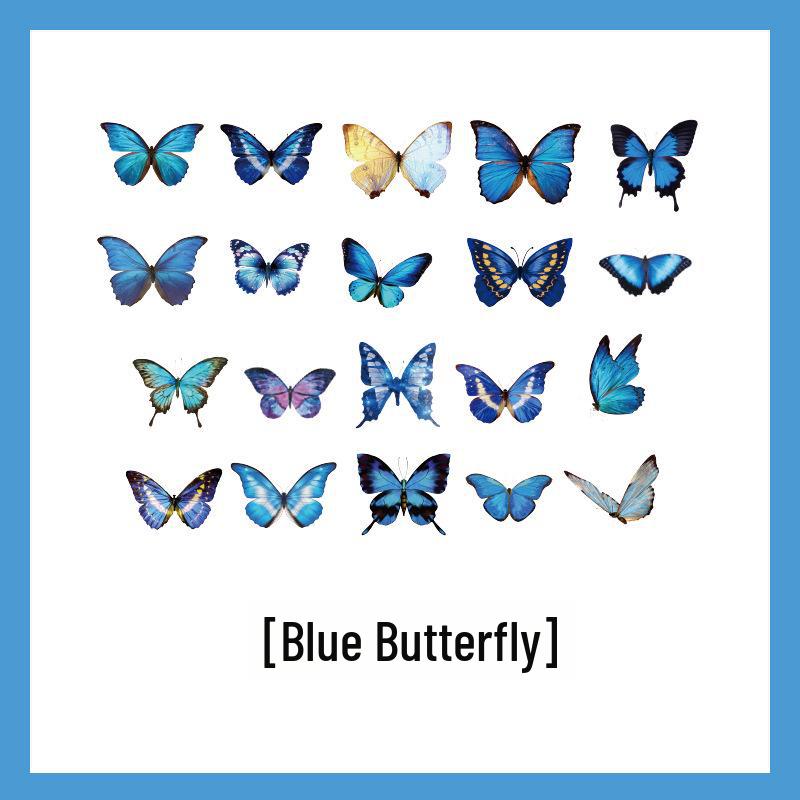 Retro Butterfly and Plant Waterproof PET Stickers - Large Ins Style for Notebooks