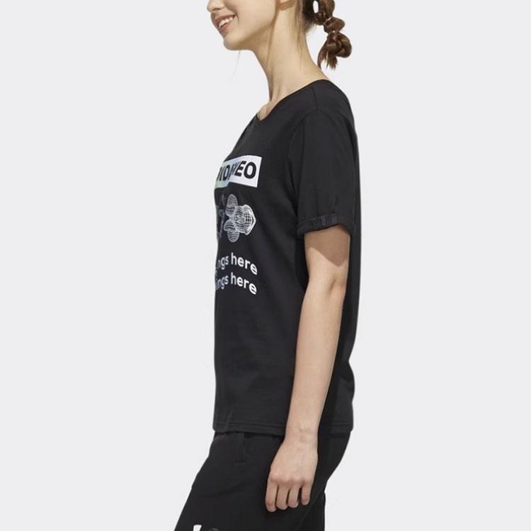 adidas Футболка с короткими рукавами и принтом Neo Minnie Letter, дышащая, женские топы EI4554