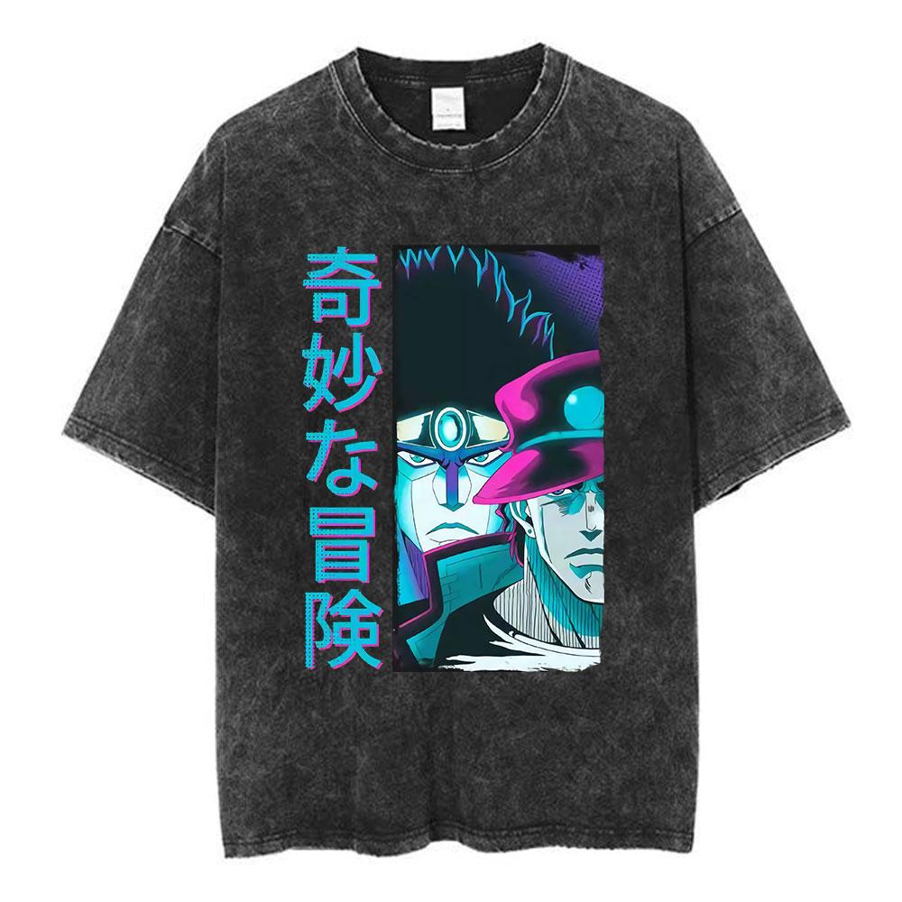 2026 Новый Аниме JoJo Bizarre Adventure Винтажная Стиранная Футболка Diavolo Doppio Манга Футболки Мужские Женские Хлопковые Оверсайз Футболки