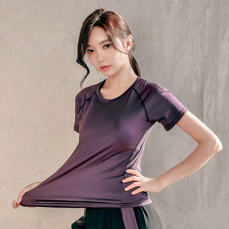 «Женский быстросохнущий топ с короткими рукавами для йоги и бега — свободный, дышащий, большого размера, повседневная одежда для активного отдыха на весну/лето»