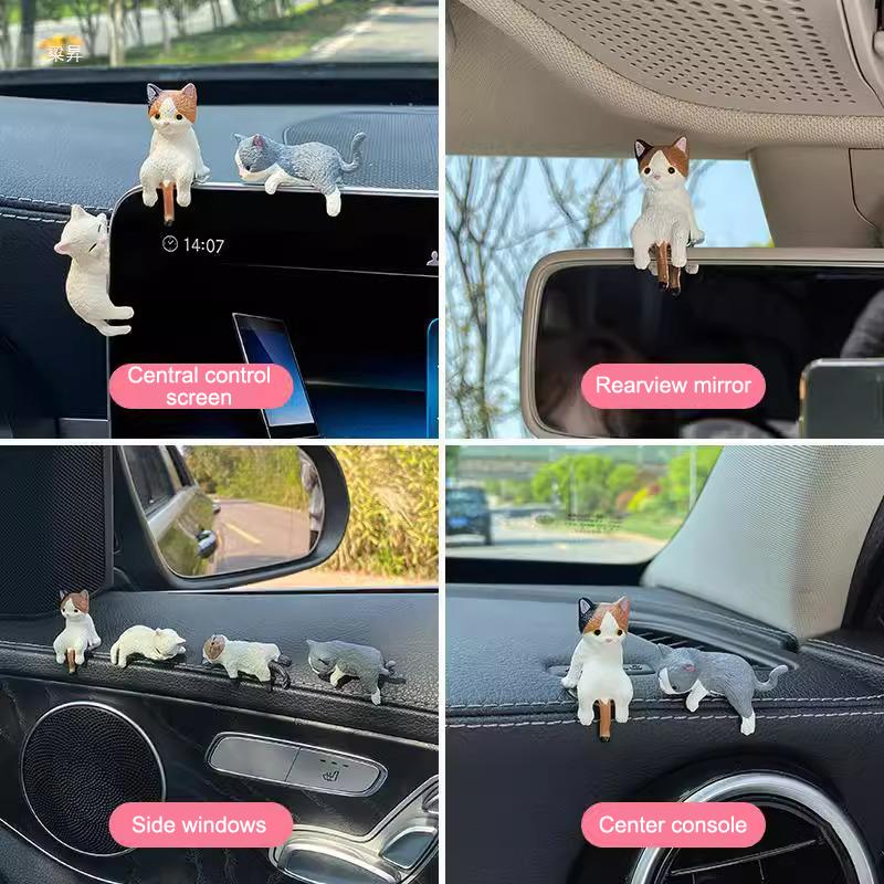 Kawaii Украшение для салона автомобиля Смола Кошки Орнамент Фигурки котят Миниатюрные животные Микро Ландшафт Модель Милые автомобильные аксессуары