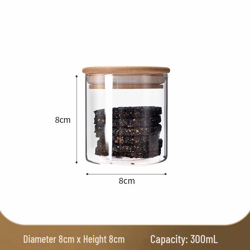 Стеклянная банка для хранения с бамбуковой крышкой - Влагонепроницаемая, пищевая, прозрачный кухонный контейнер