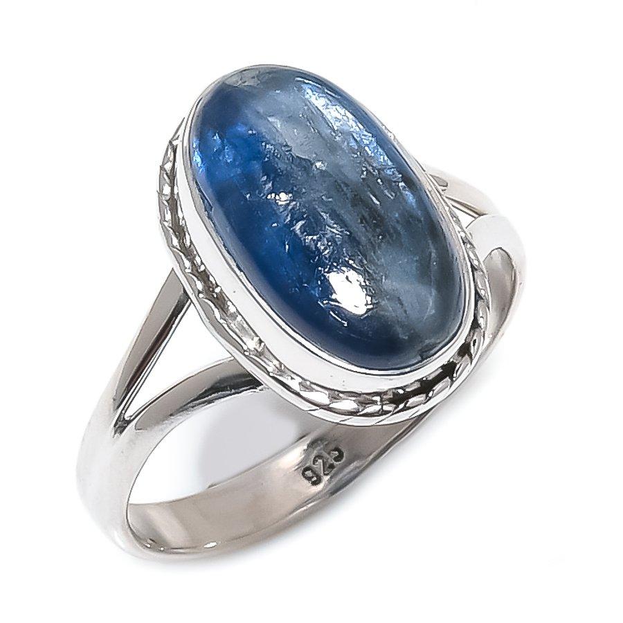 Подарочное кольцо из чистого серебра 925 пробы с натуральным кианитом ручной работы S.9 e2c67