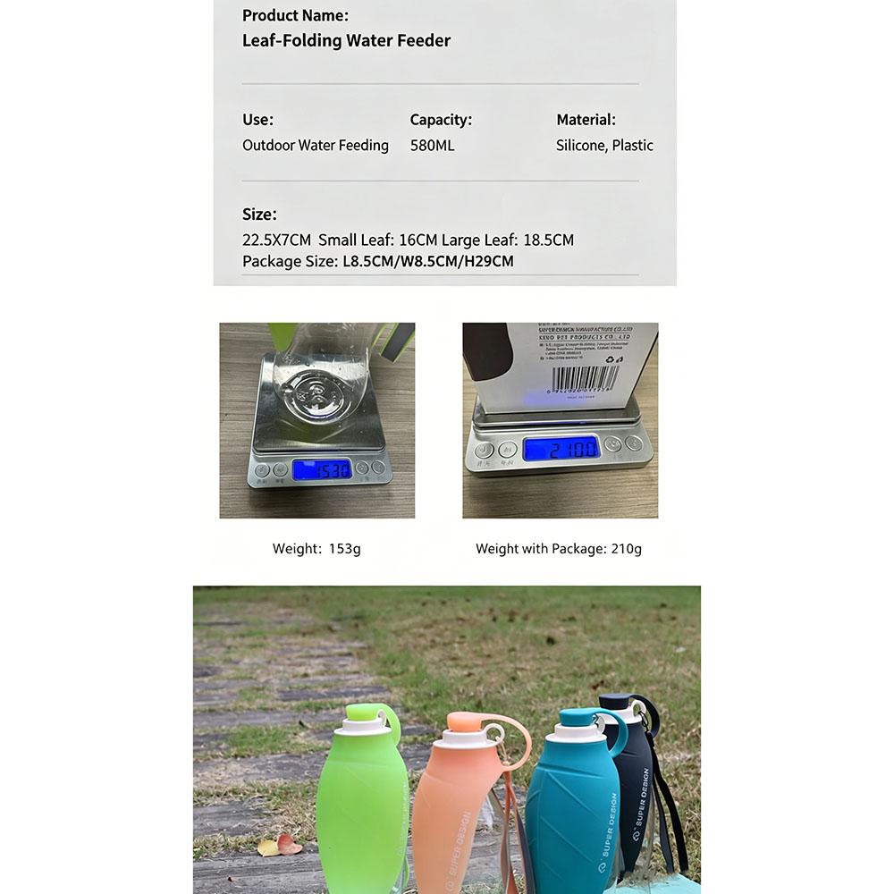 580ml Dog Water Bottle for Walking, Pet Water Dispenser Feeder Container Portable with Drinking Cup Bowl Outdoor Hiking, Travel
