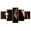 5 шт., крест, религия, храм монаха, картины, холст, настенное искусство, 5 панелей, декор для комнаты, современный абстрактный 5 шт., домашний декор
