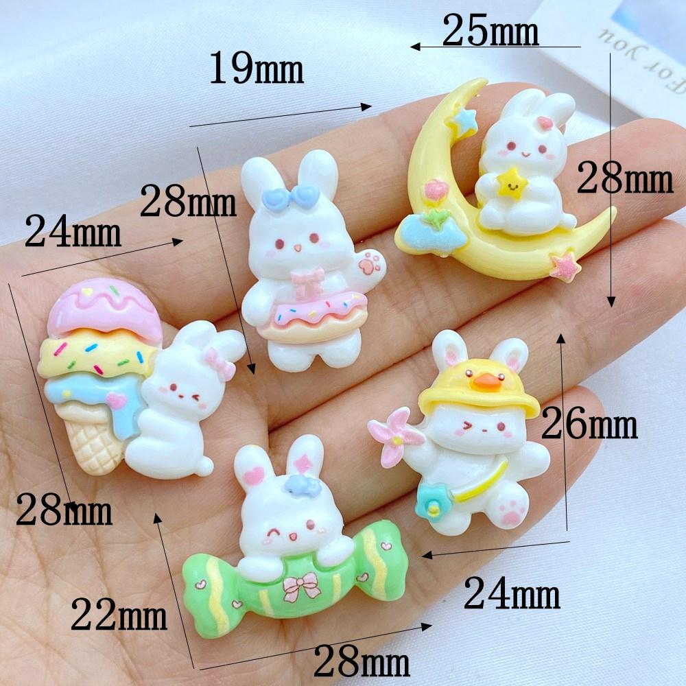 10 шт. Новые милые мультяшные смоляные конфеты, мороженое, серия с кроликами, детали с плоской задней стороной, украшения для аксессуаров для волос, бантов