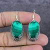 Малахит Драгоценный Камень 925 Стерлинговое Серебро Ювелирное Изделие Серьга 1.85"