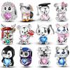 Charms Plata De Ley Dog Owl Rabbit Cute Cat Animal For Original Bracelet Bangle Jewelry Making Beads Accessories