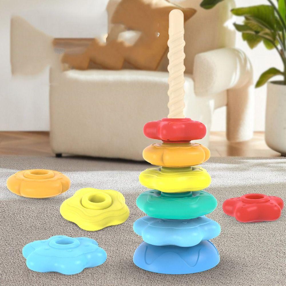 Irregular Square Rainbow Stacker Baby Toy Montessori Toy Stacking Rainbow Tower Kids