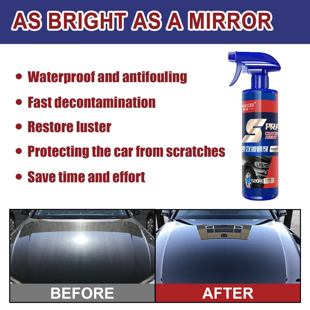 Быстродействующий спрей для покрытия, жидкий керамический спрей, верхнее покрытие, быстрое нанопокрытие, автоспрей, воск, 500 мл