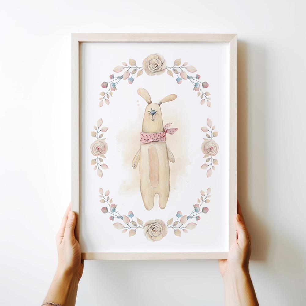 Плакат для ребенка, заяц с ушами