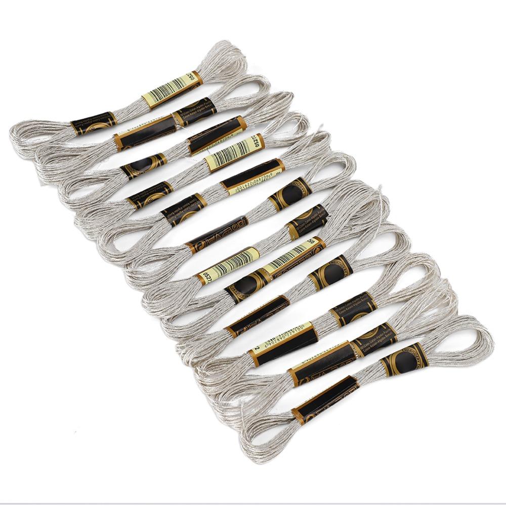 24pcs Silver Glossy Embroidery Floss Glitter Thread HandMade Yarn Cross Stitch Threads  DIY Craft