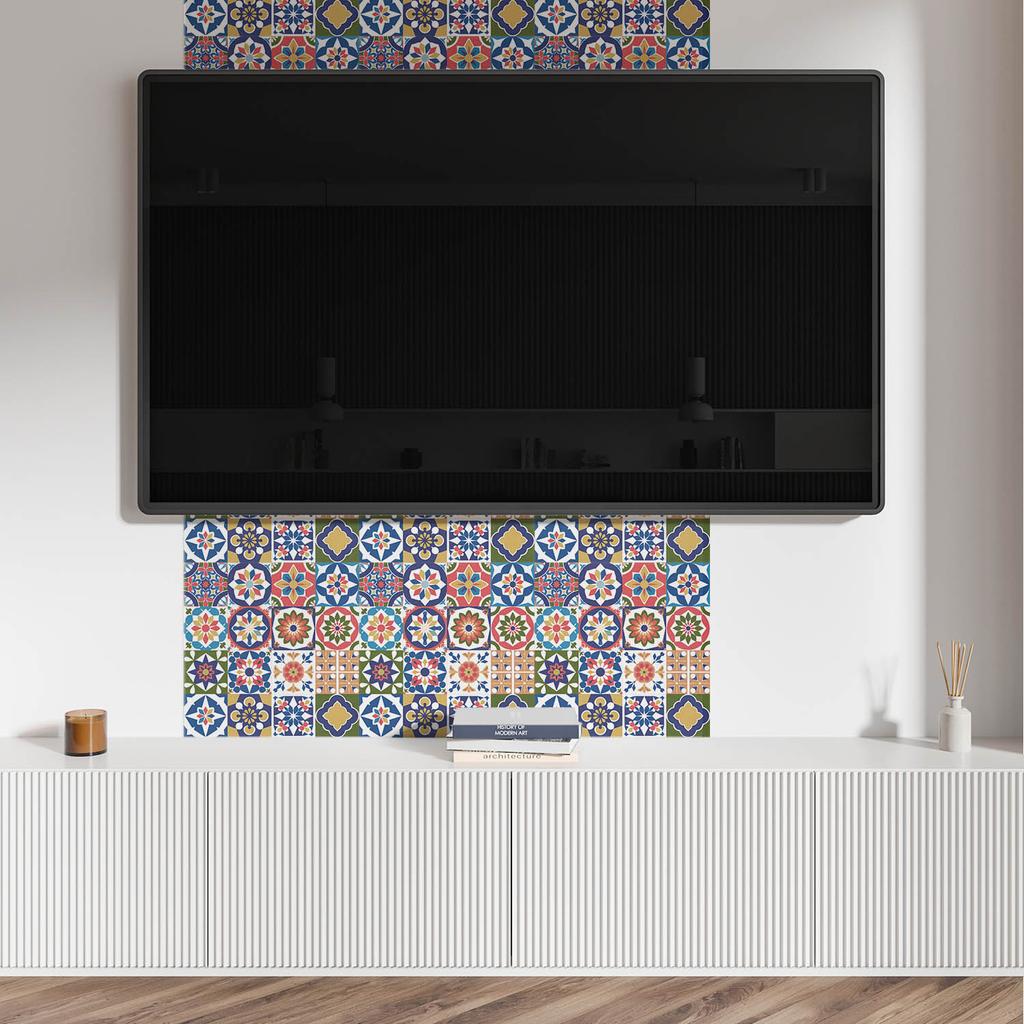 Decorative Vinyl Wall Tiles with Printed Mosaic Patterns in Squares 9x30x30 cm