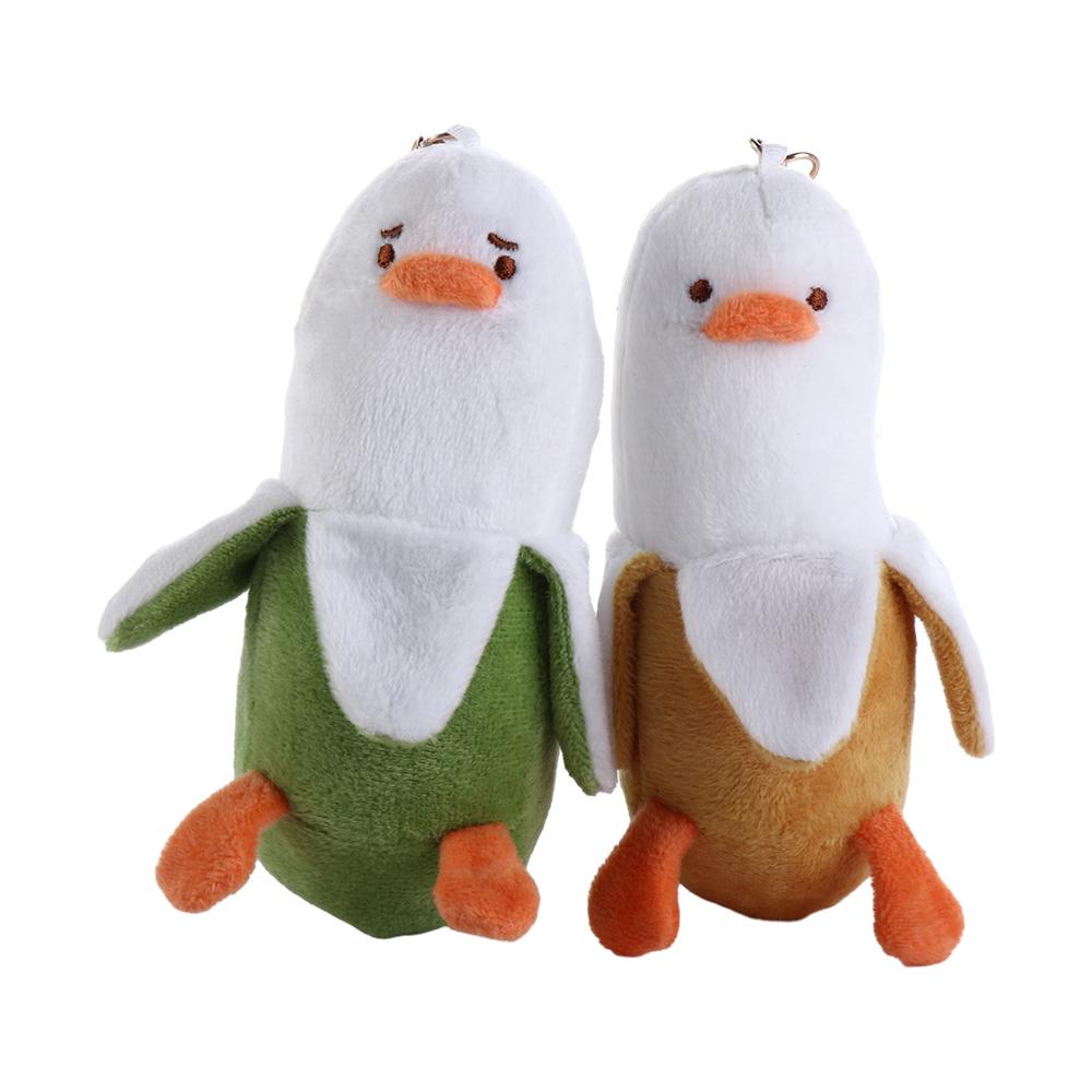 Peeled Banana Duck Plush Duck Keychain Soft Backpack Charm Cartoon Stuffed Dolls Birthday Present