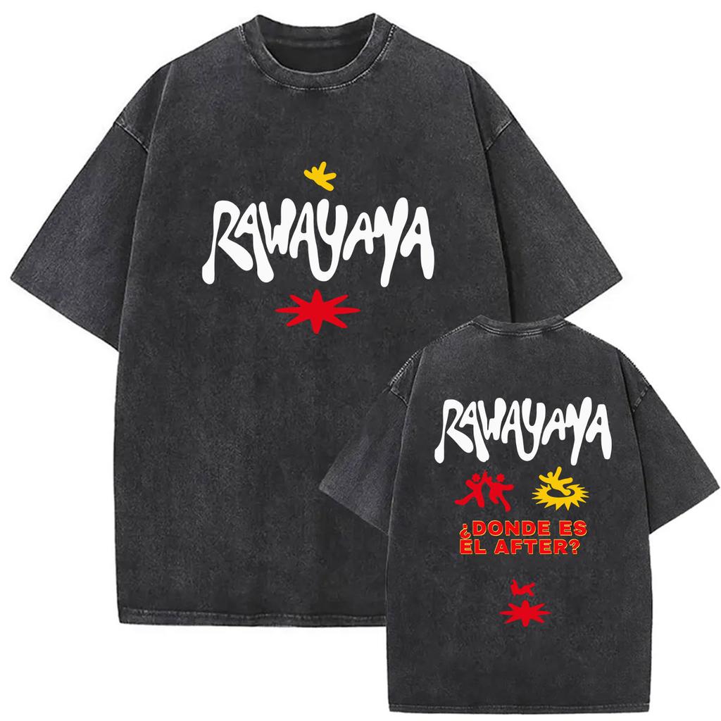 Vintage Washed Rawayana Donde Es El After Album Print TShirt Men Women Hip Hop Pop Music Short Sleeve T Shirt Streetwear