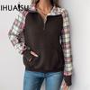 Осенне-зимняя женская клетчатая винтажная лоскутная ретро-фактурная кофта-пуловер