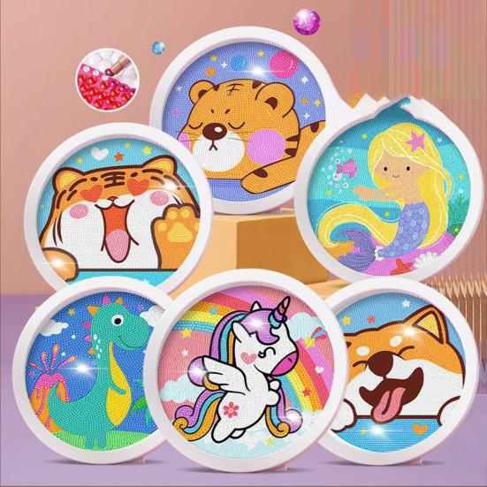 1 Set Kids DIY Diamond Painting Cartoon Pegasus Mermaid Tiger Dinosaur Dog Pattern