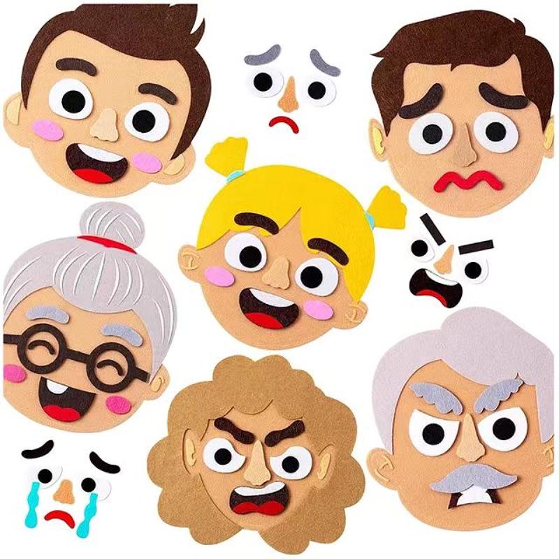 Наборы наклеек-эмодзи из фетра своими руками для детей – Милые нетканые лица-пазлы со сменными выражениями