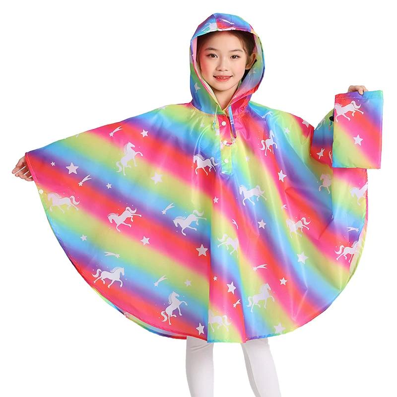 Children's New Style Poncho Raincoat for Kindergarten, School Backpack, Water Play, Lightweight Rain Poncho for 3-12 Years Old, Cartoon Design for