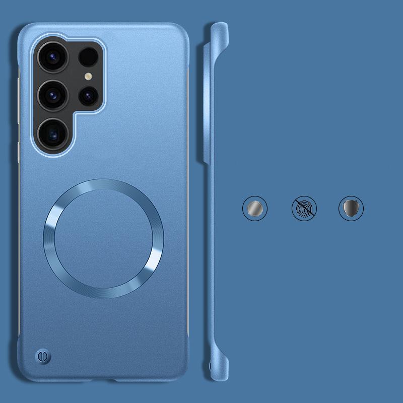 Тонкий жесткий ПК для Magsafe Магнитный безрамочный чехол для iPhone 16 Pro 15 14 Plus 13 12 Pro Max Samsung S25 Ultra S24 S23 S22 Plus Матовый цветной сплошной чехол