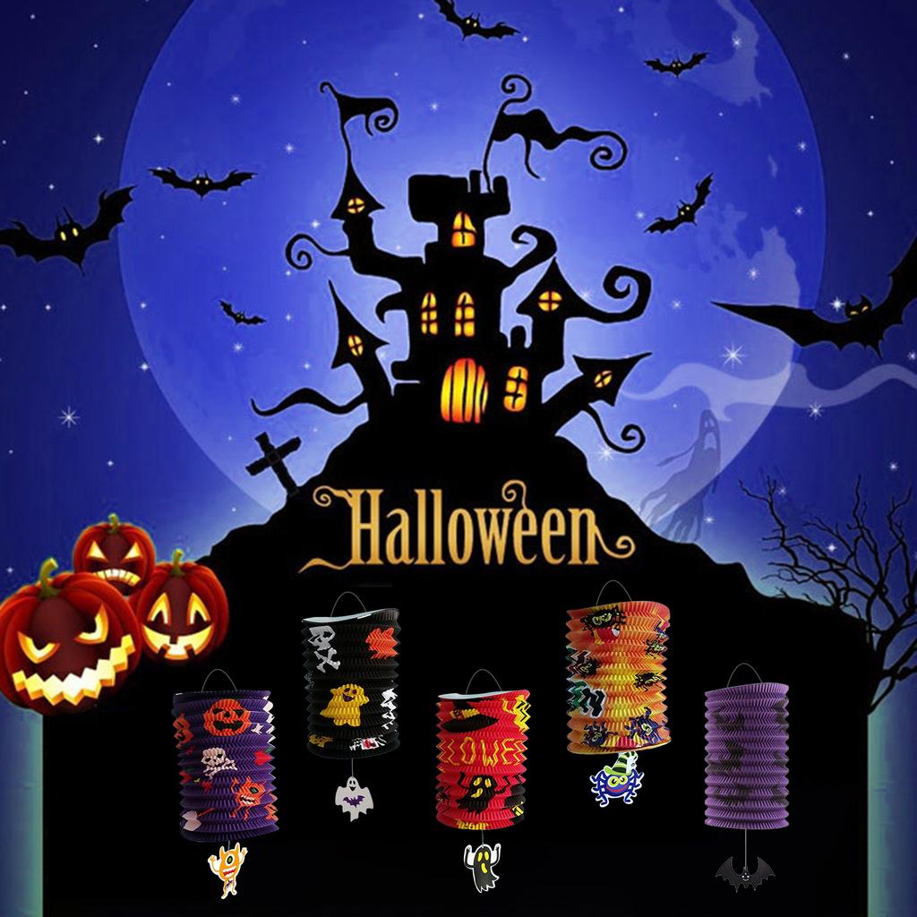 Craft LEDs Paper Hangings Lantern Foldable Decorative Design Festival Decoration for Halloweens