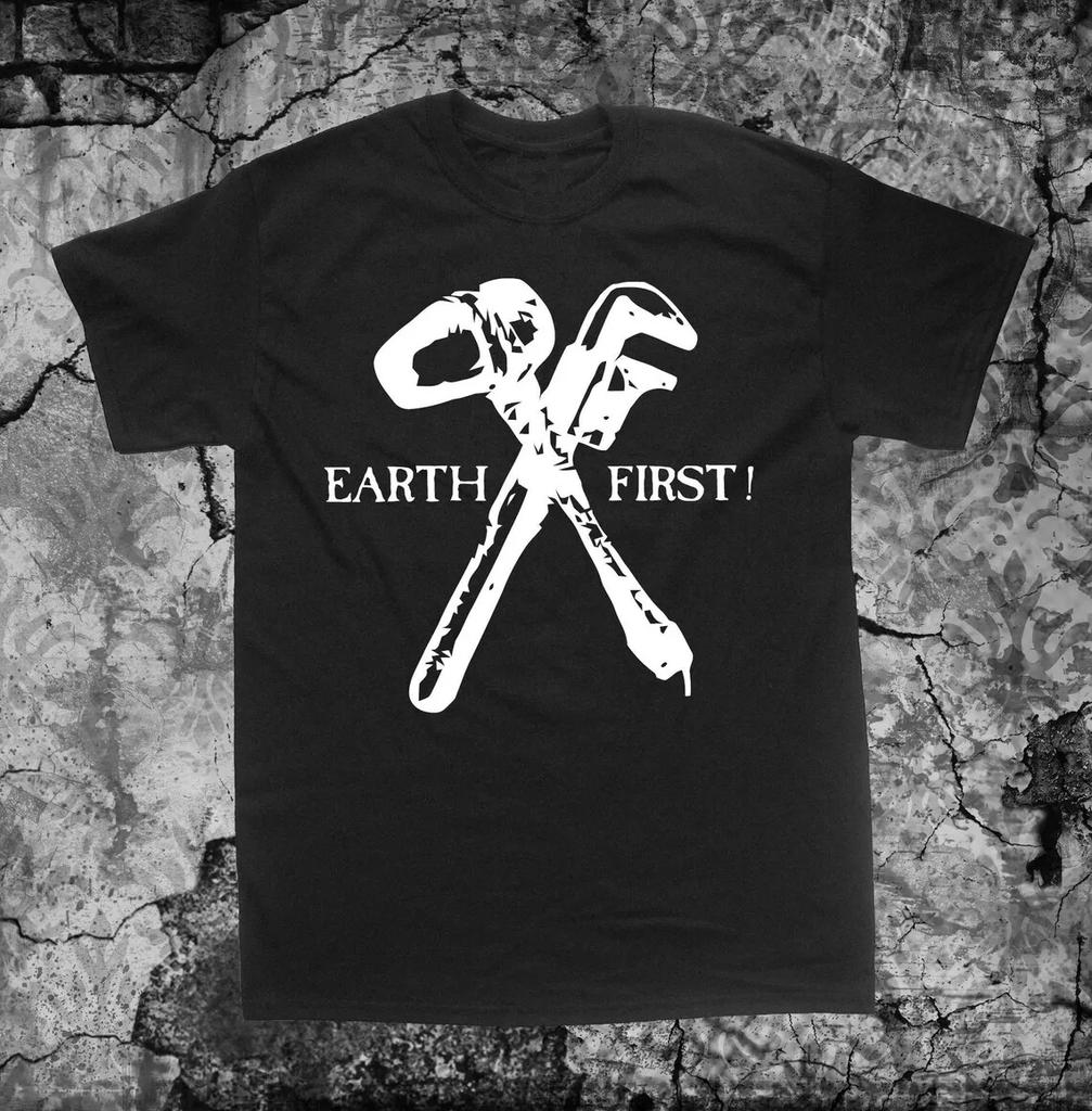 Футболка Earth First Фронт Освобождения Земли Анархия Человек Анти Правительство Унисекс Вегетарианский Веганский Животное Большие Размеры Топы
