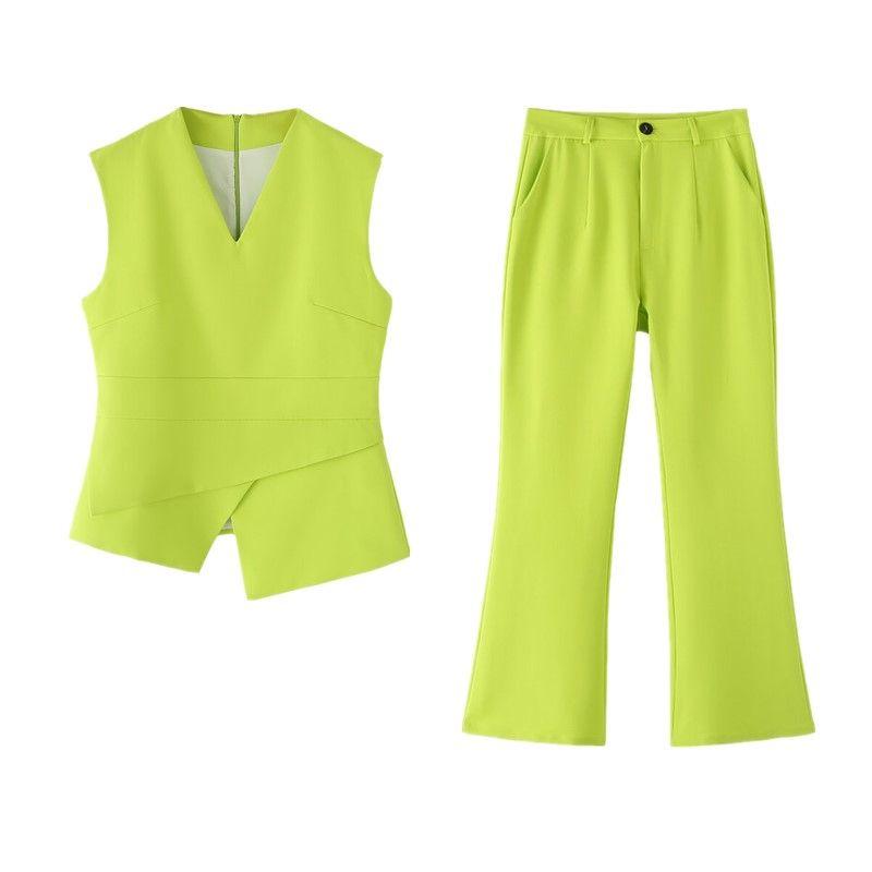 Fashion Style 2024 Summer New Arrival Women's Clothing Sleeveless Versatile Stylish Silm V Neck Vest Suit High Waist Pants