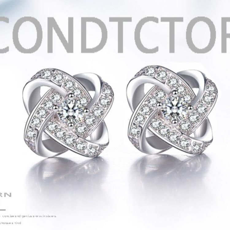 Womens Vintage Korean Fashion Elegant Anti-allergy 925 Silver Plated Eternal Heart Ear Stud Earrings Female Ear Jewelry Christmas Gifts