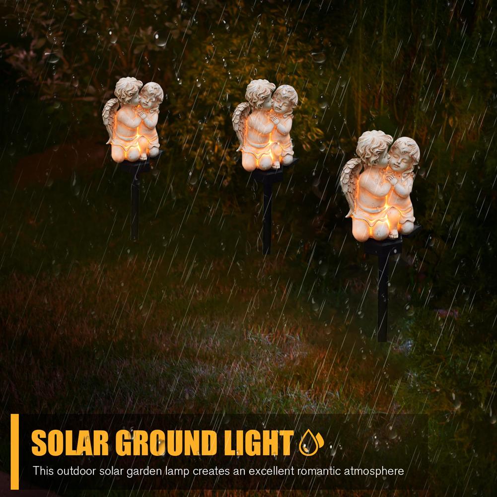 Солнечная лампа для ландшафтного освещения двора, поделка, ангел из смолы, уличный светильник для газона, осветительные украшения, IP55, водонепроницаемый, декор для дома, для газона, сада