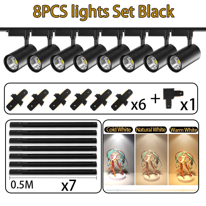 LED Track Light 220V Fixture Led Track Lamp Set Spot Lighting Fixture COB Spotlight Rail 12/20/30/40W For Store Kitchen Indoor