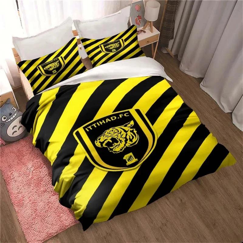 Al-Ittihad Club Jeddah Комплект постельного белья для мальчиков и девочек, двуспальный, пододеяльник, наволочка, детская, взрослая, мода, домашний текстиль, текстиль