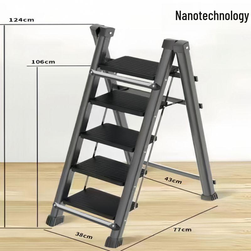 Folding Telescopic A-Frame Household Ladder, Thickened Step Stool, 3-4 Steps, Multifunctional Indoor Use.