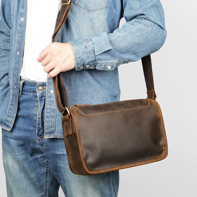 Мужская сумка через плечо Crazy Horse Leather Crossbody Premium Sense Business Duty Retro Messenger Leather Bag
