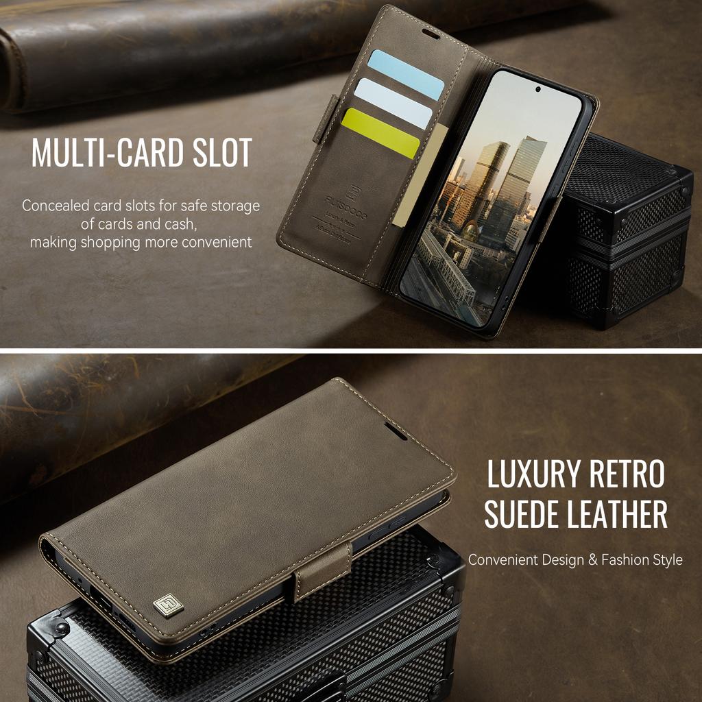 Чехол для Samsung Galaxy A56 5G AUTSPACE A11 Блокировка RFID Ретро кожаный чехол-кошелек для мобильного телефона