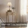 Single-Door Nightstand French Provincial Design Patchwork Door Storage Unit Vintage and Design Distressed Finish for Households